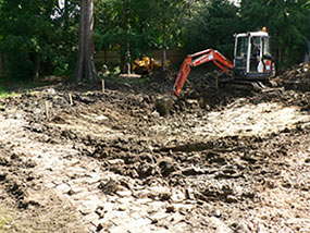 The beginning of the pond construction