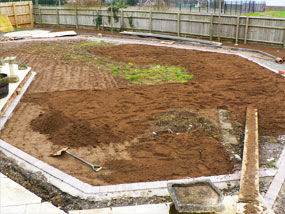 during construction of split level garden