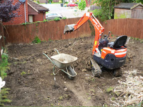 excavation works for the sloping garden